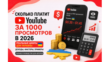 Сколько платит YouTube за 1000 просмотров - 2026