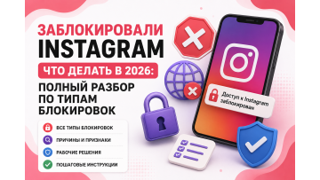 Заблокировали Instagram — что делать в 2026: полный разбор по типам блокировок Заблокировали Instagram — что делать в 2026: полный разбор по типам блокировок