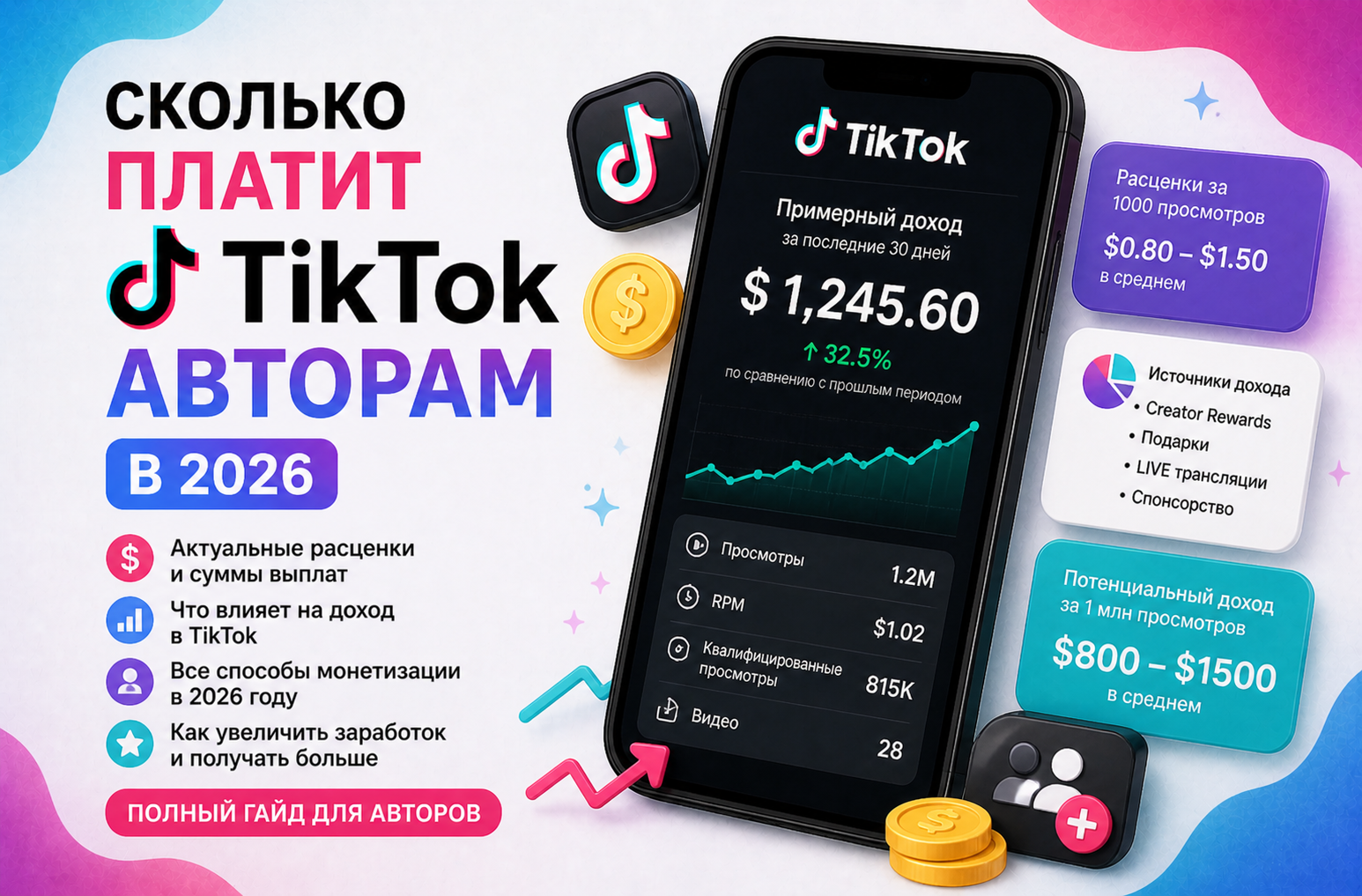  Сколько платит TikTok авторам в 2026 — разбор всех способов заработка с реальными цифрами