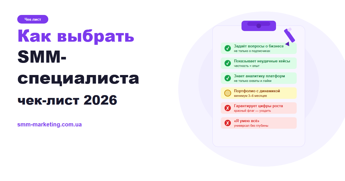 Как выбрать SMM-специалиста: чек-лист и красные флаги 2026